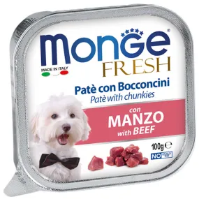 Monge Fresh Beef Pate With Chunkies Tray Dog Food 100g