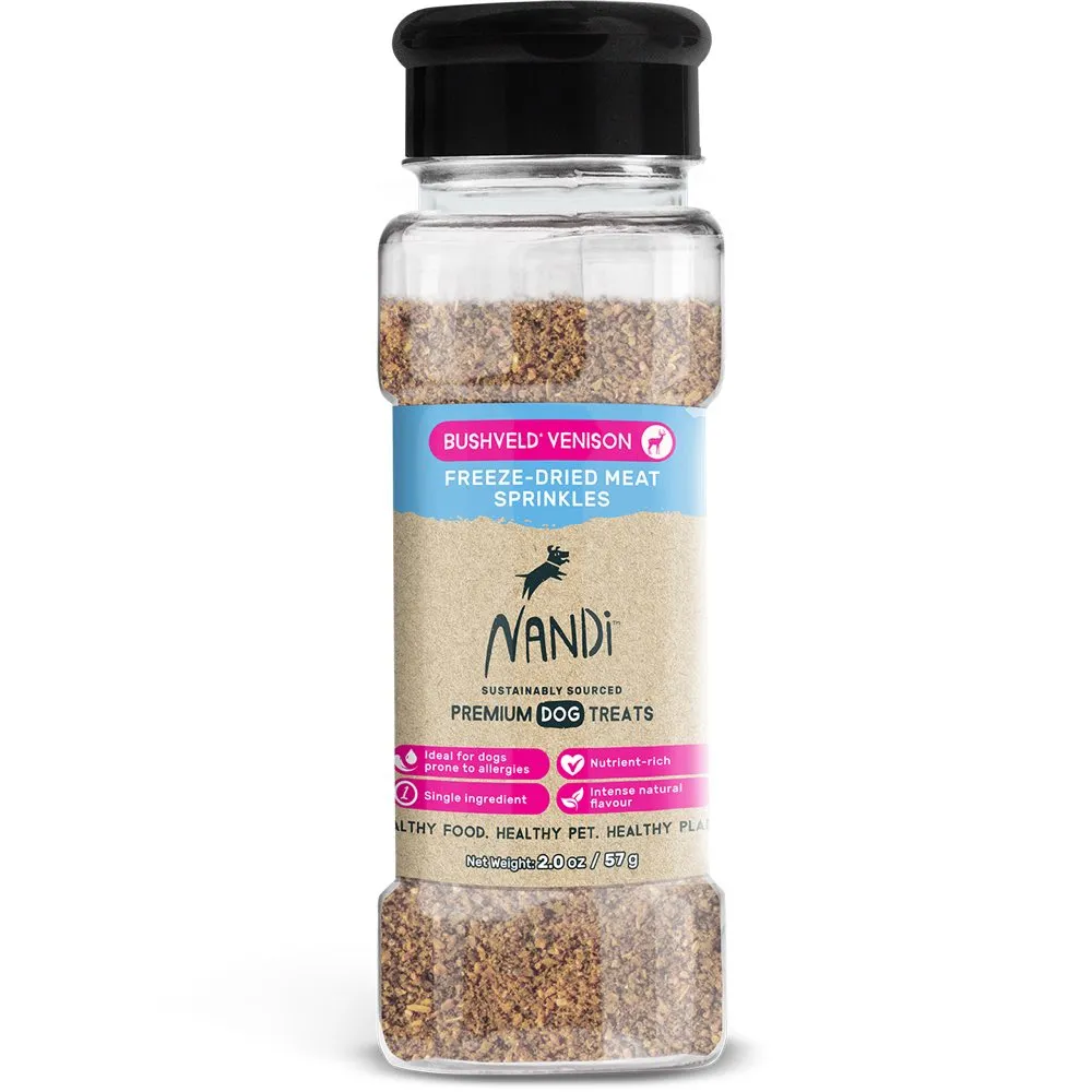 Nandi Sprinkles Bushveld Venison Freeze-Dried Raw Dog Food Topper 2oz