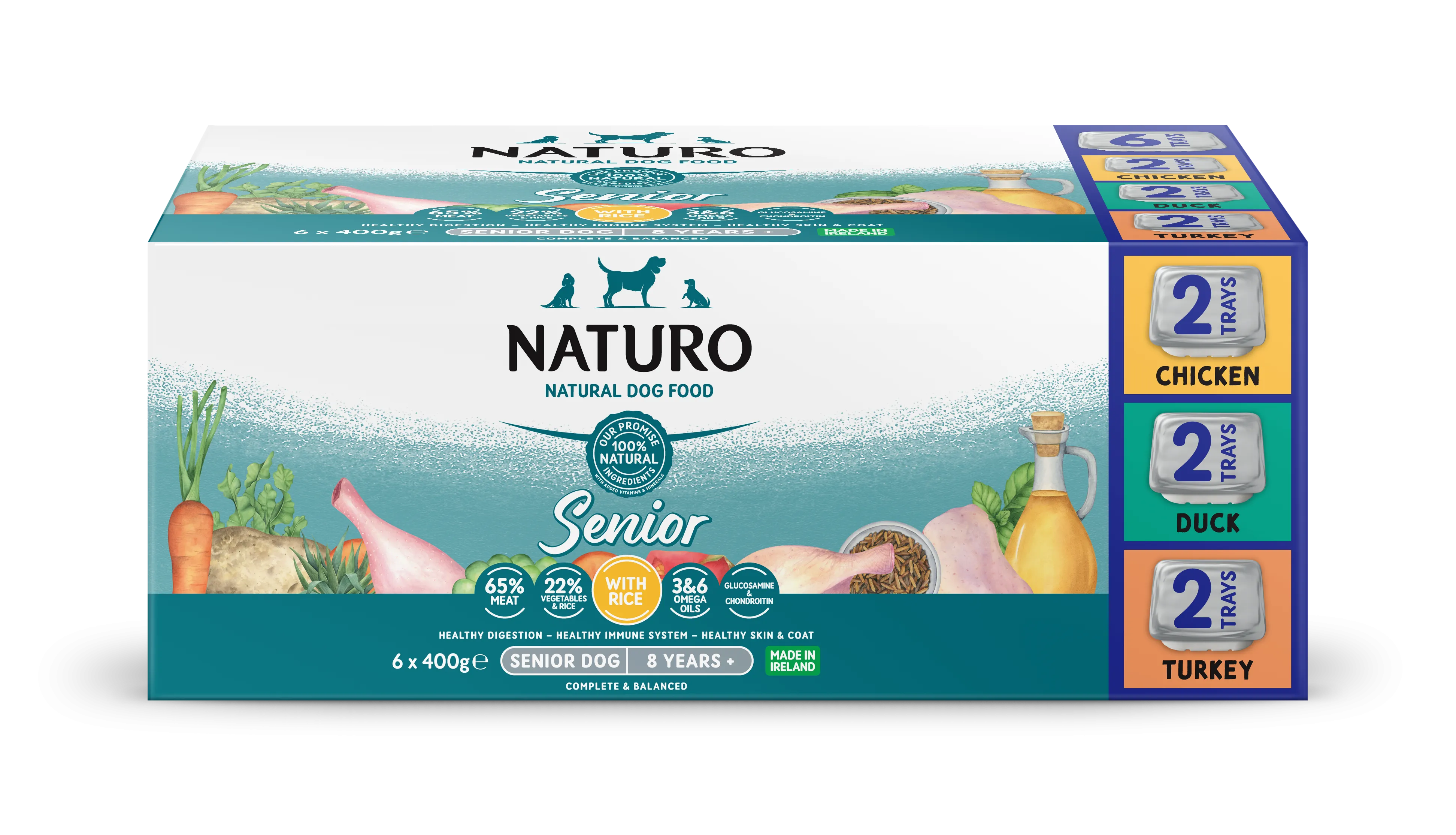 Naturo Senior Dog Tray Variety 6 x 400g -  Pack of 3