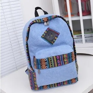 New female women ethnic brief canvas backpack preppy style school Lady girl student school Travel laptop bag mochila bolsas