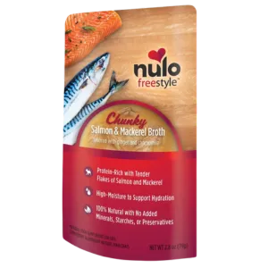 Nulo Freestyle Grain-Free Chunky Salmon & Mackerel Broth Recipe Cat Food Topper, 2.8oz