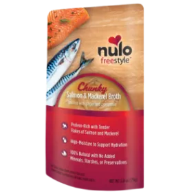 Nulo Freestyle Grain-Free Chunky Salmon & Mackerel Broth Recipe Cat Food Topper, 2.8oz