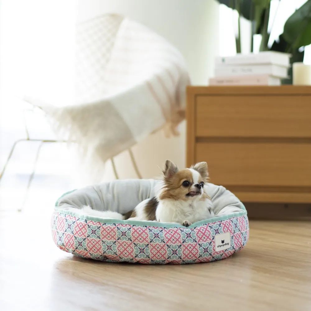 Ohpopdog Heritage Reversible Dog Bed (Bibik Pink 14)