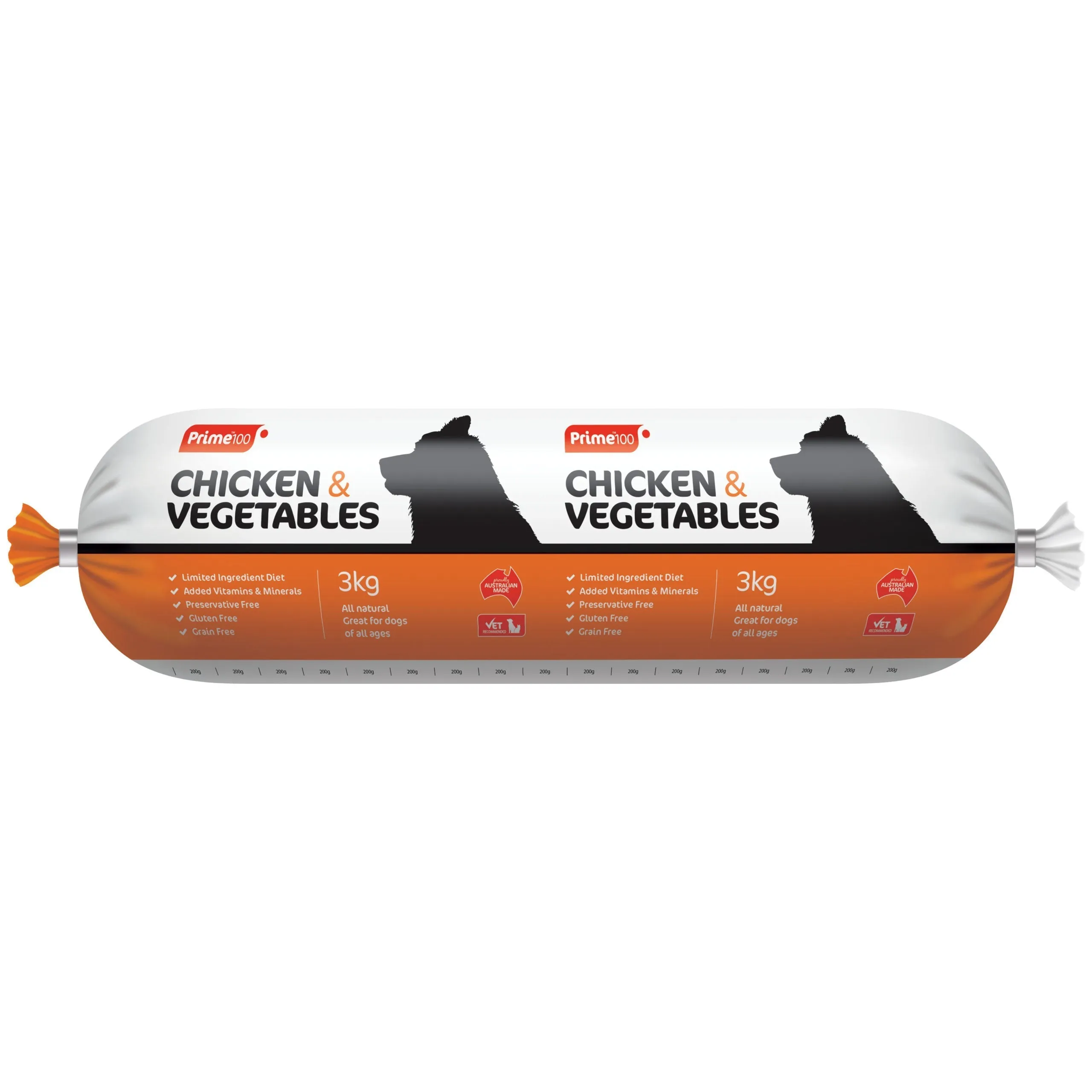 Prime 100 Dog Chicken and Vegetable Roll 3kg