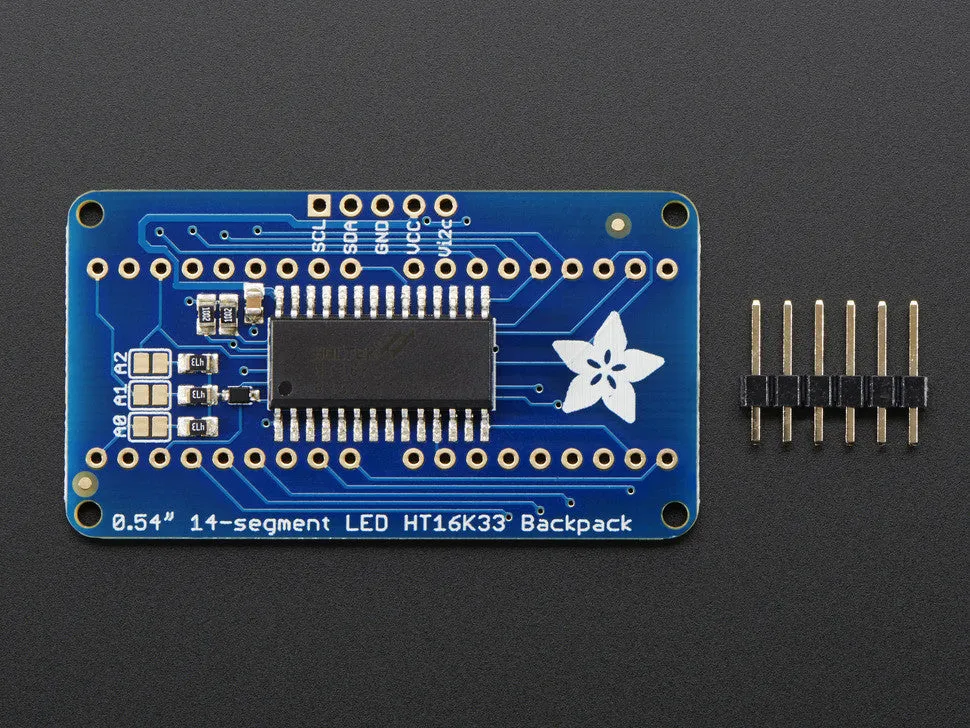 Quad Alphanumeric Display - Blue 0.54" Digits w/ I2C Backpack