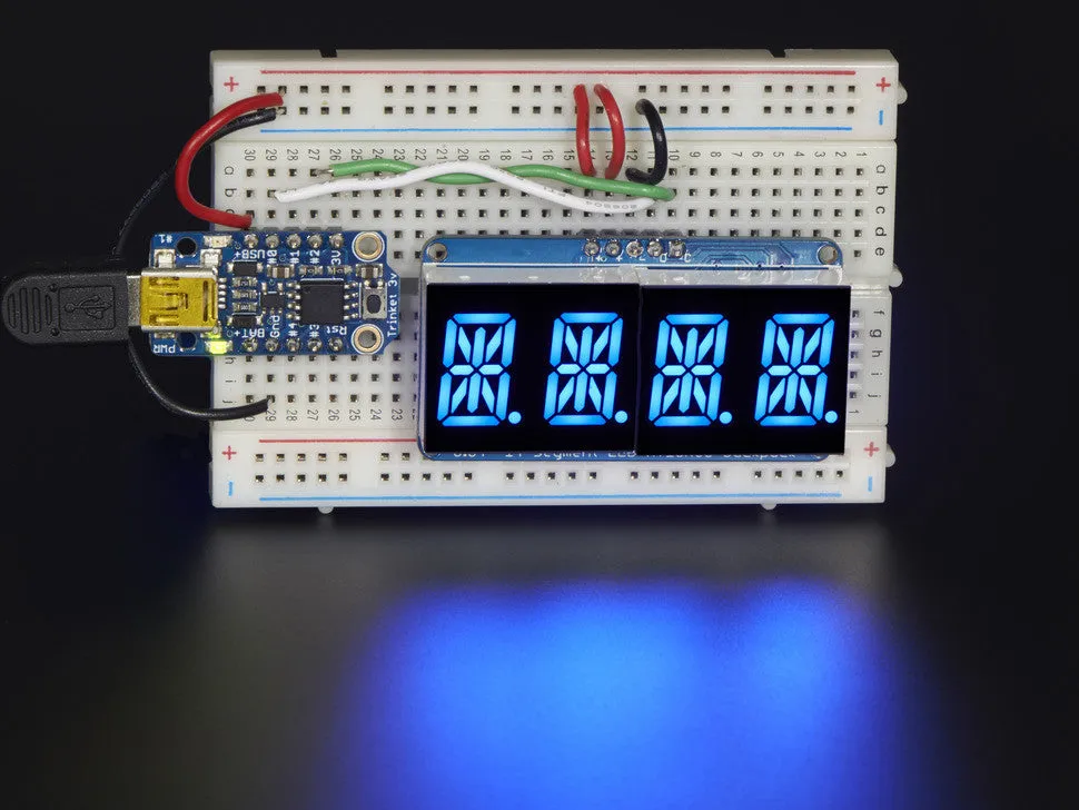 Quad Alphanumeric Display - Blue 0.54" Digits w/ I2C Backpack