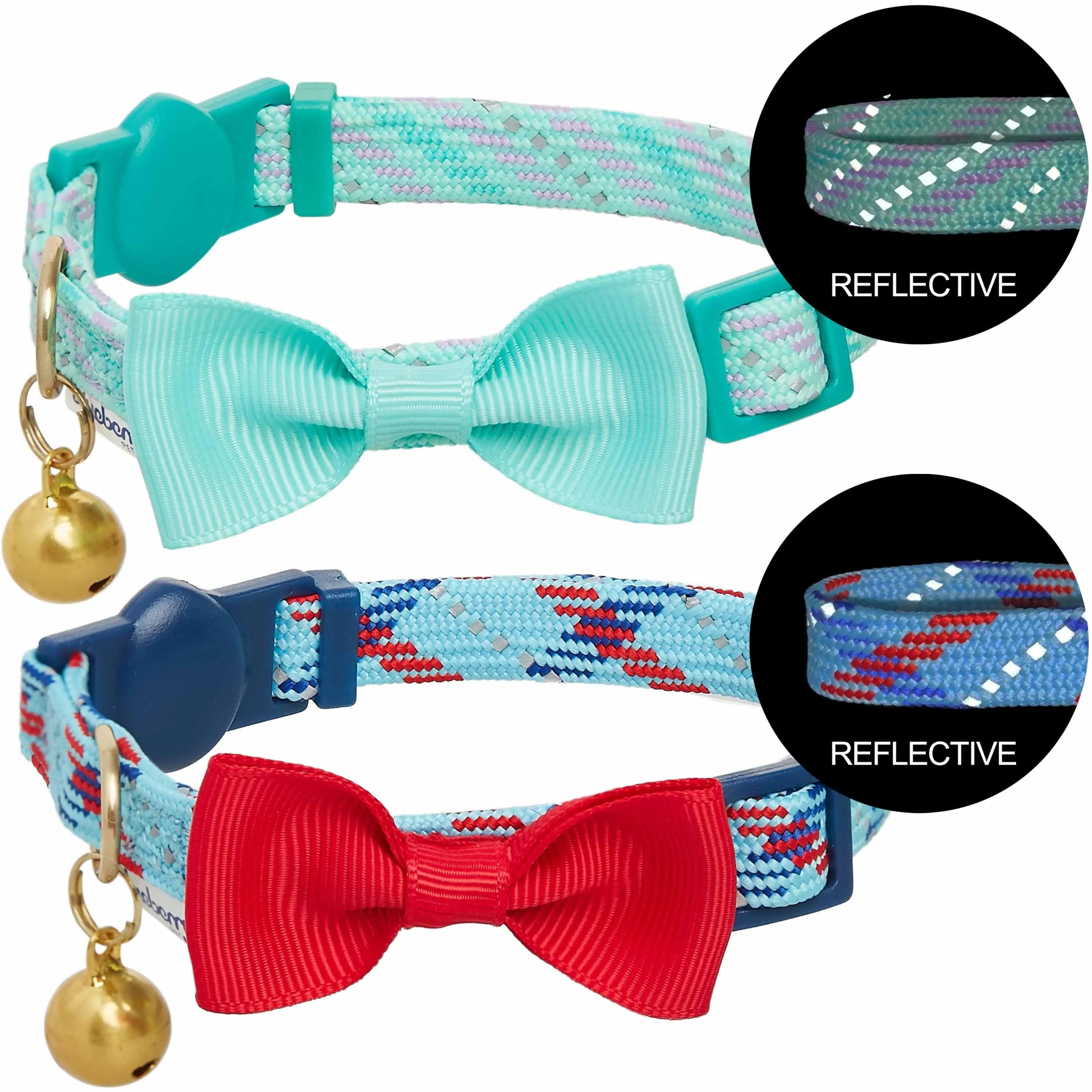 Reflective Striped Cat Collar, 2 Pack