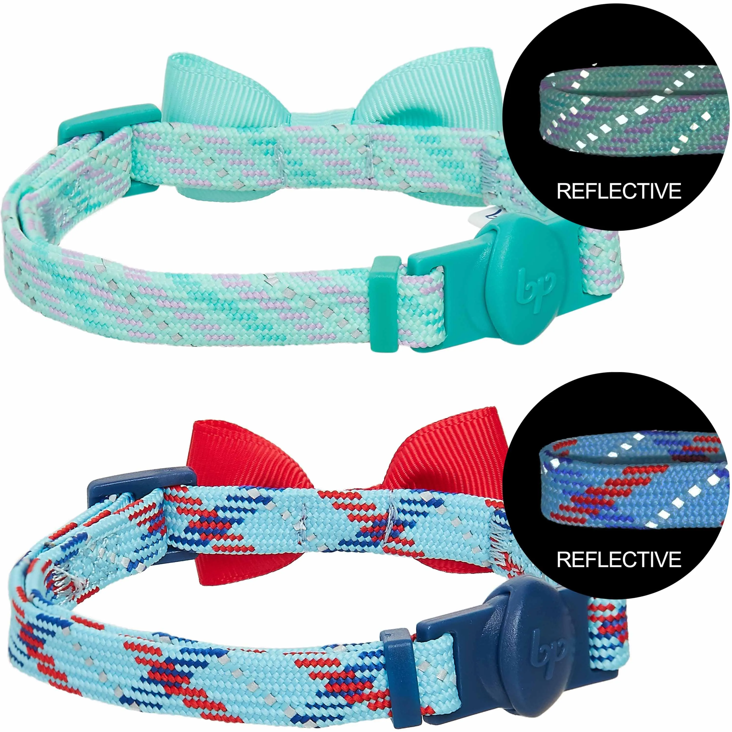 Reflective Striped Cat Collar, 2 Pack