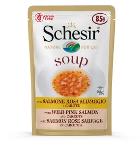 Schesir Soup With Wild Pink Salmon & Carrots Grain-Free Pouch Cat Food 85g x 12