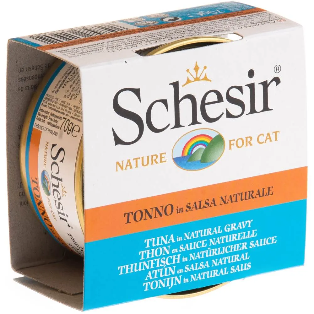 Schesir Tuna In Natural Gravy Grain-Free Adult Canned Cat Food 70g