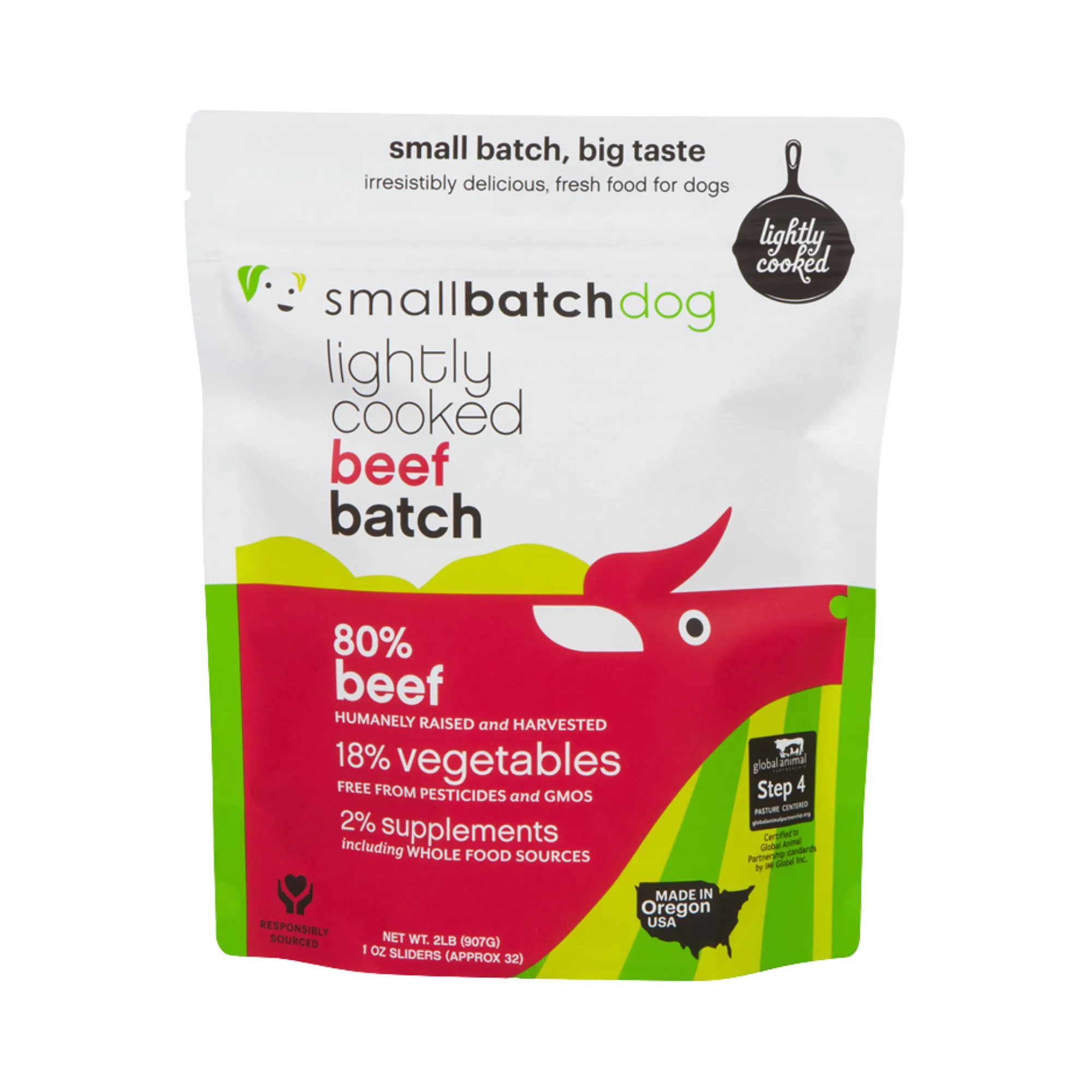 Small Batch Beef Lightly Cooked Dog Food, 2 lbs