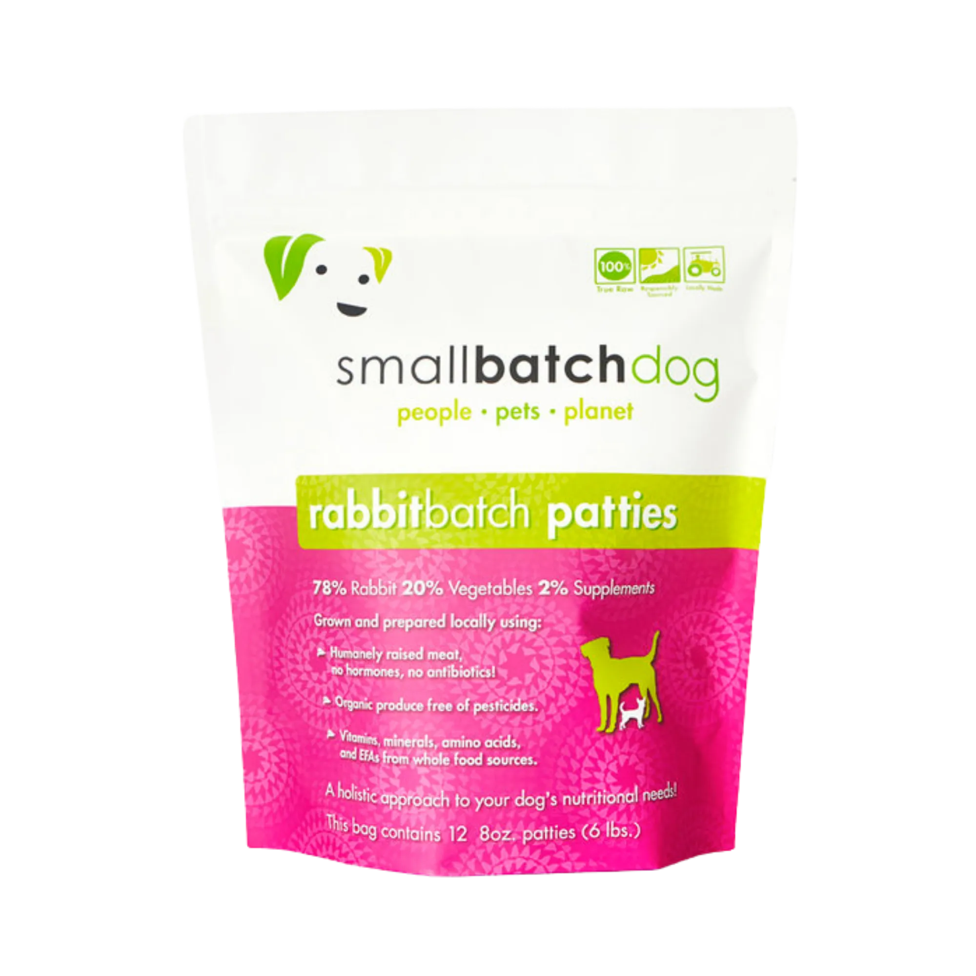 Small Batch Rabbit Frozen Raw Dog Food Patties, 6 lbs