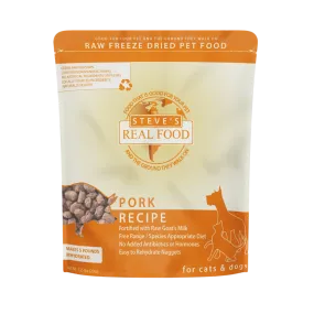 Steve's Real Food Freeze-Dried Raw Dog and Cat Food Nuggets Pork, 1.25 lbs