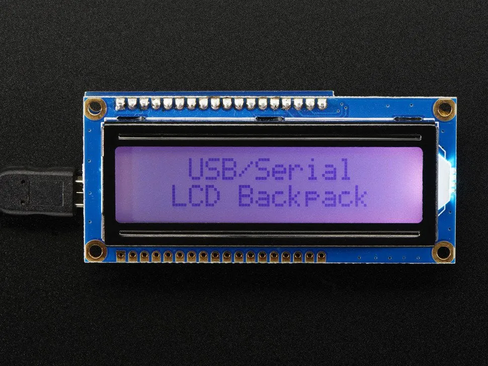 USB   Serial Backpack Kit with 16x2 RGB backlight positive LCD - Black on RGB