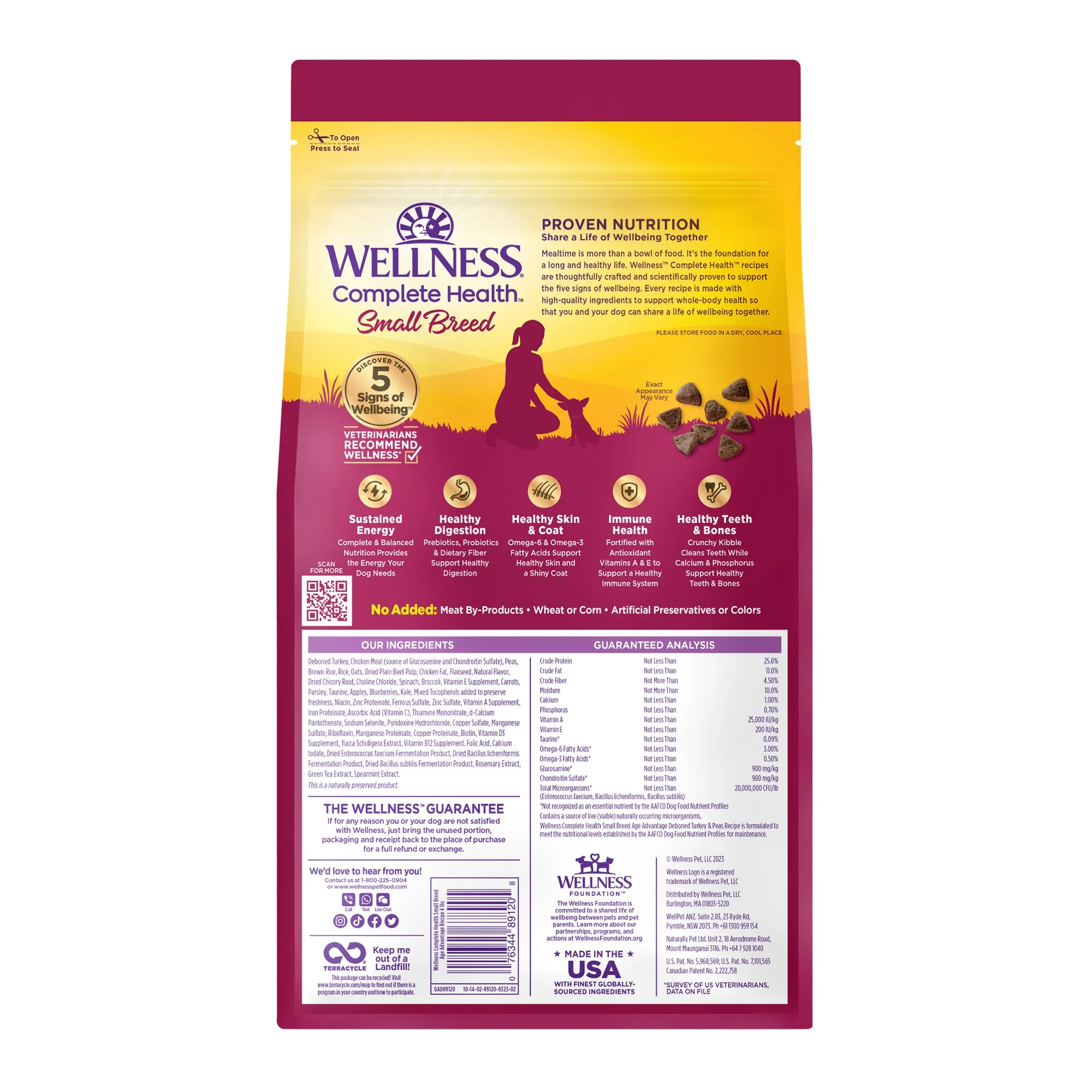 Wellness Complete Health Small Breed Age Advantage Deboned Turkey & Peas Recipe (Adult 7 ) Senior Dry Dog Food