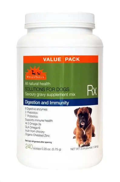 WellyTails Dog Supplement for Digestion and Immune Support with Omega 3 Oil and Probiotics